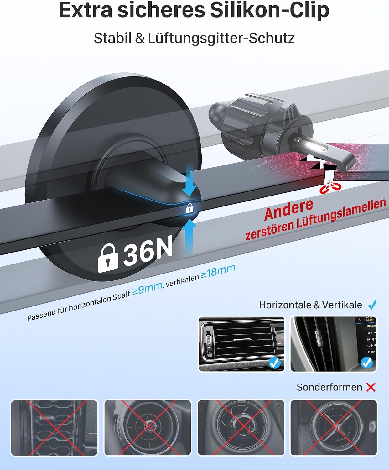 Detalle 2 de YOSH Handyhalterung Auto Magnet Lüftung 40mm