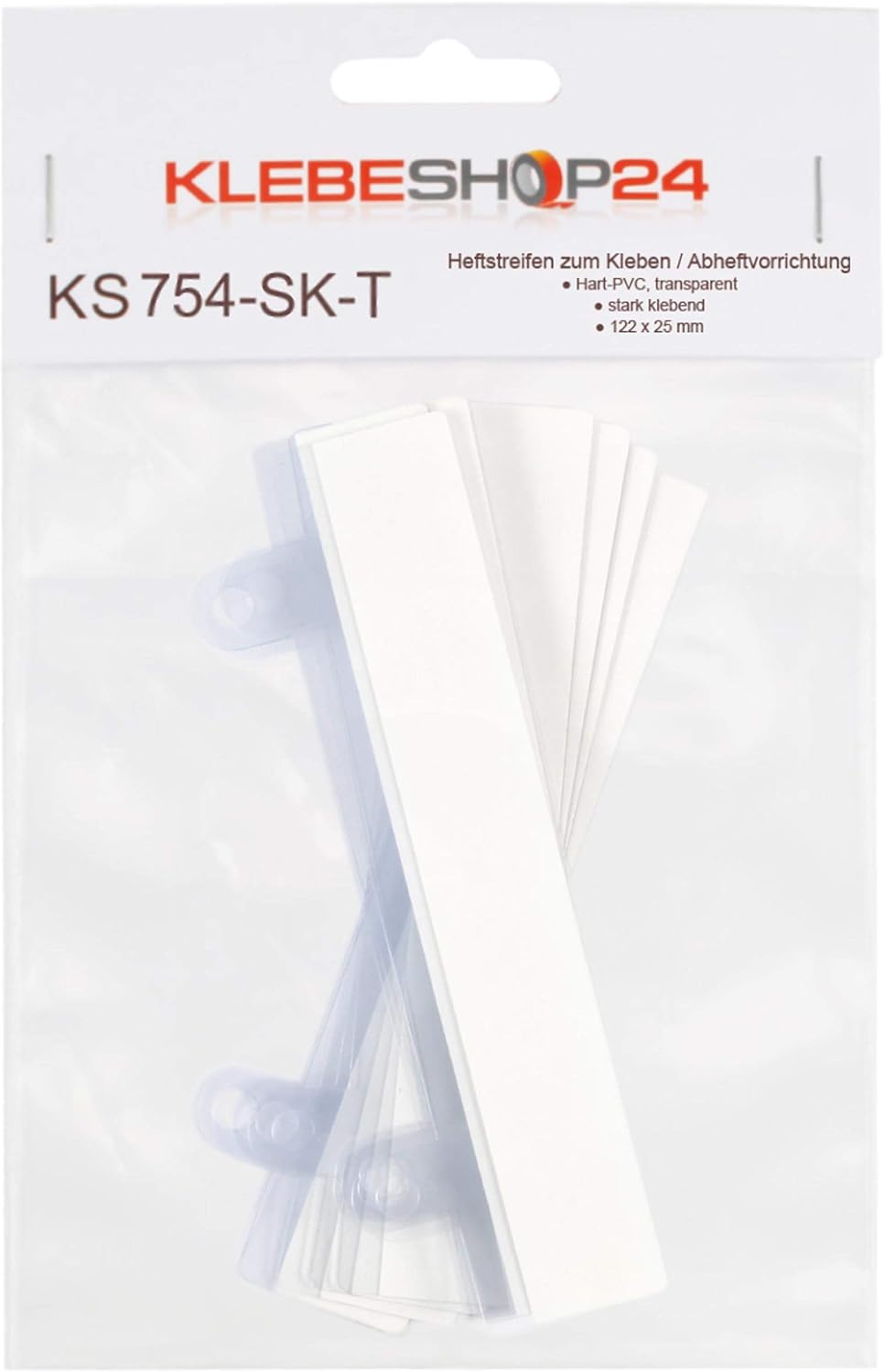 Detalle de Bandes carnet à coller perforées – 122 x 25 mm, PVC transparent, lot de 10/100/500