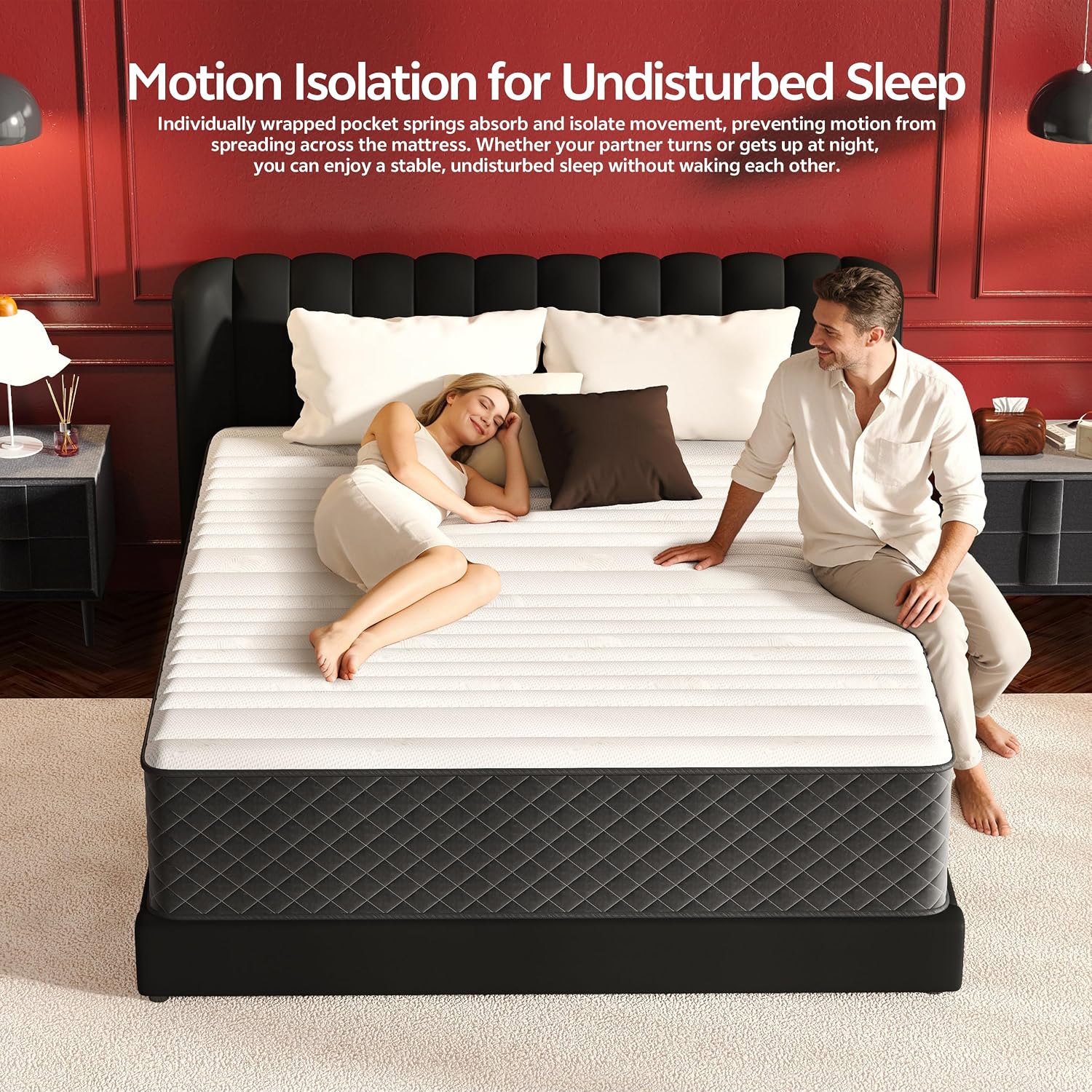 Detalle de PETONOBARA BT10KI-CA 10-Inch King Hybrid Mattress with Memory Foam and Pocket Springs