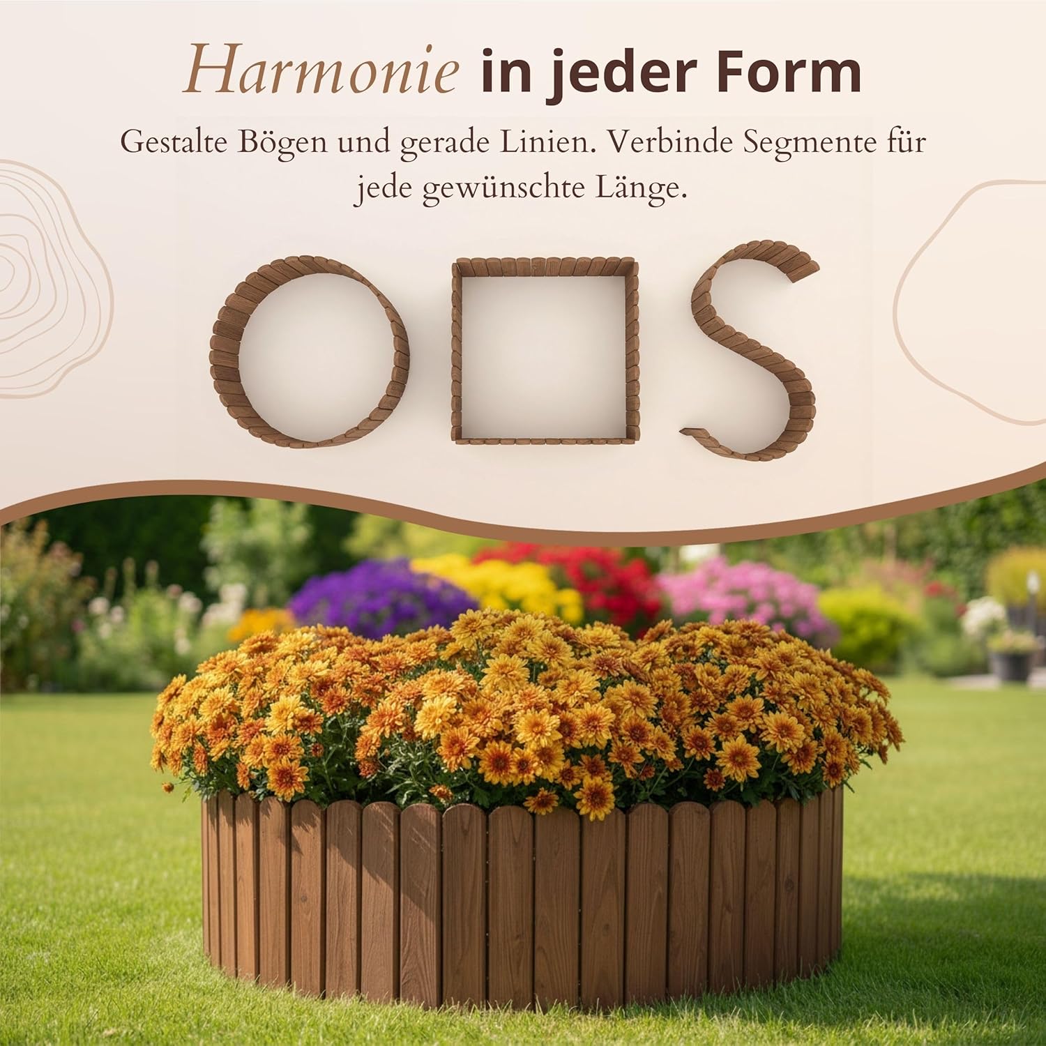 Thumbnail 3 de Floranica Beetumrandung Beeteinfassung 20 x 200 cm Braun – flexibler Rollborder aus Holz