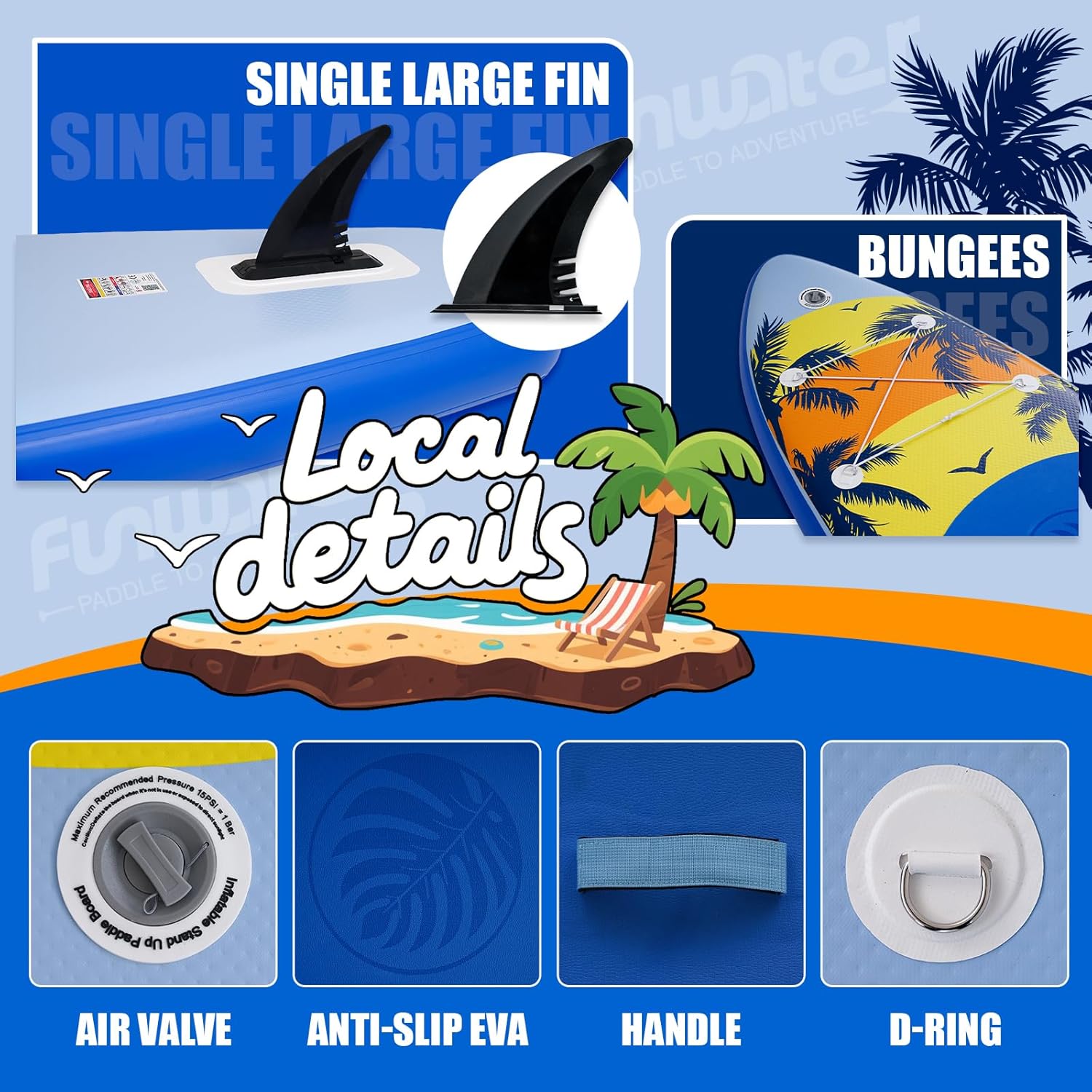 Thumbnail 3 de FunWater Ultra-Light Inflatable Stand Up Paddle Board (SUP) with Accessories for Adults & Youth