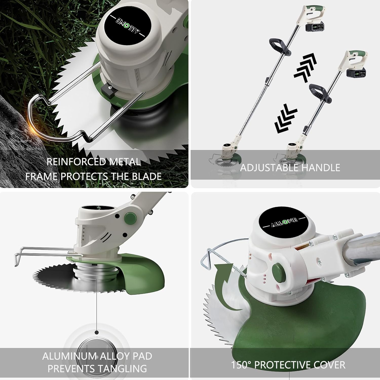 Detalle 2 de Grass Strimmer Cordless with Metal Blades, 21V 4000mAh Battery Powered – 3 in 1 Electric Strimmer