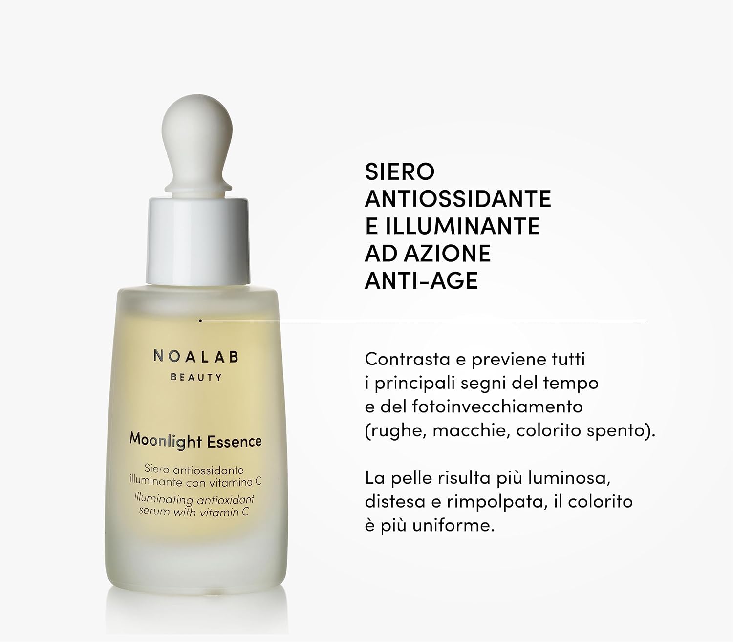Detalle 2 de Moonlight Essence Siero Viso Vitamina C 10% Stabilizzata – illuminante, anti-age e anti-miacchie, Made in Italy