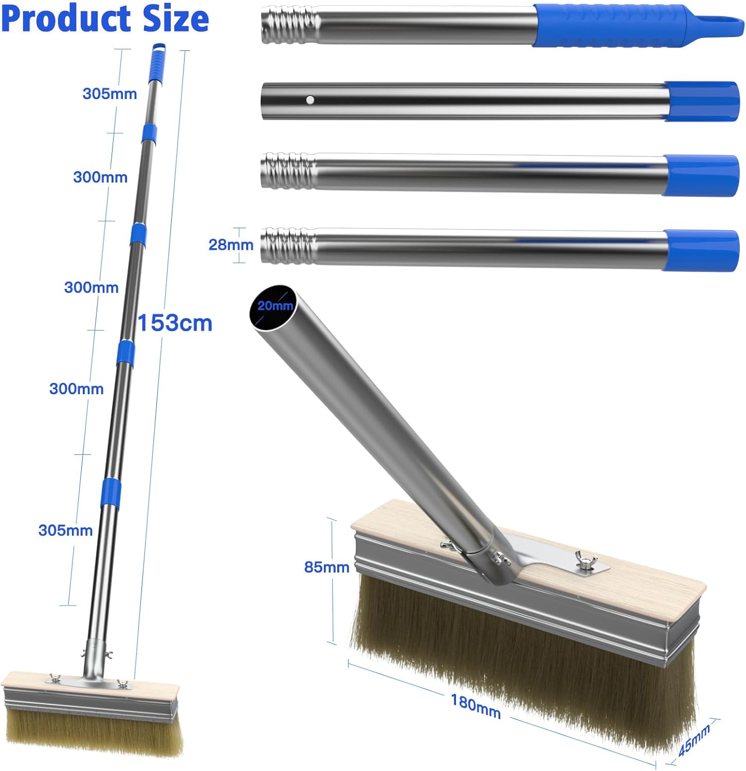 Thumbnail 4 de Deck paint brush with 55" retractable handle and 2 x 7.1" heads for decking stains, wood floors and fences