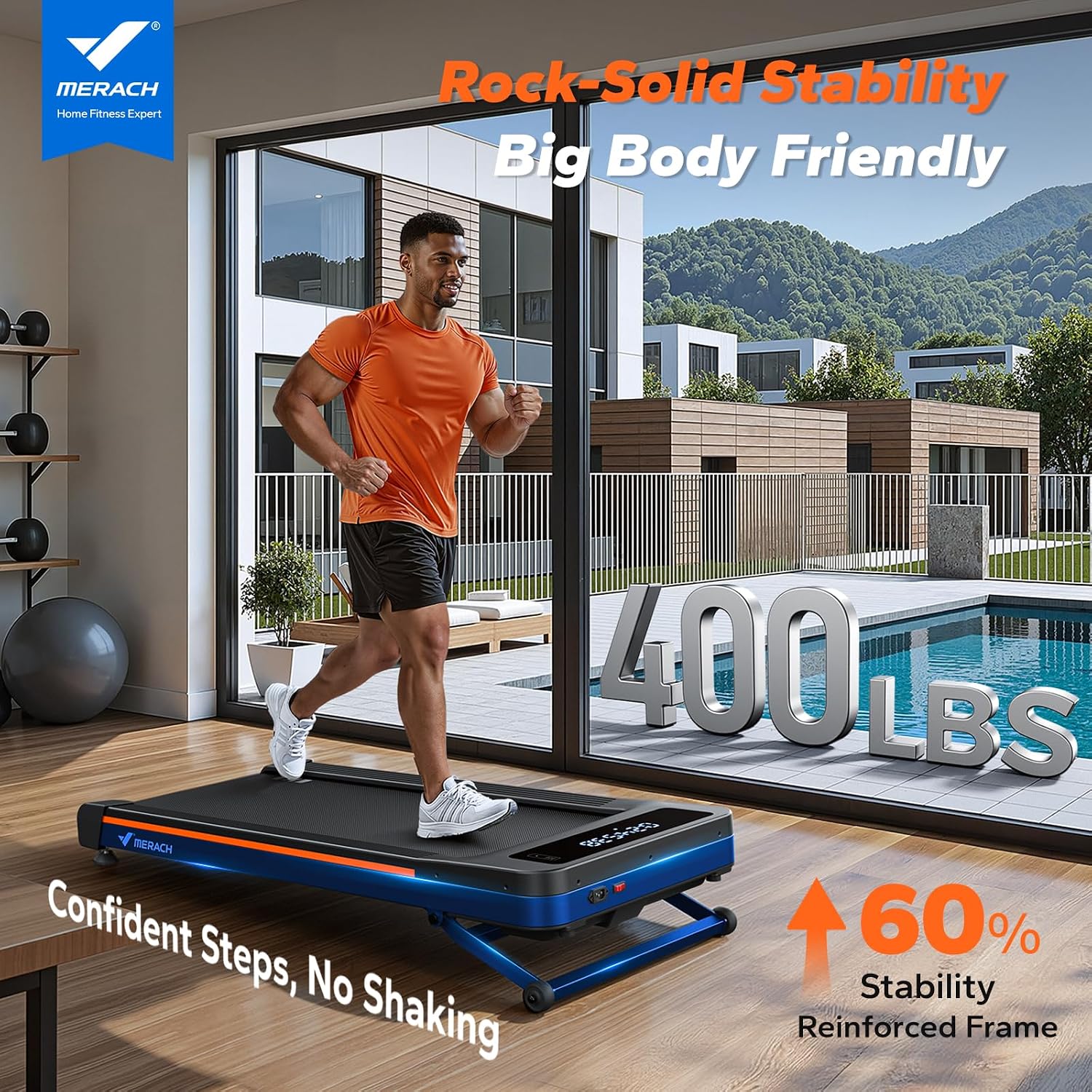 Detalle 2 de MERACH W50 Walking Pad Treadmill with 12% Auto Incline and 3.5 HP Motor