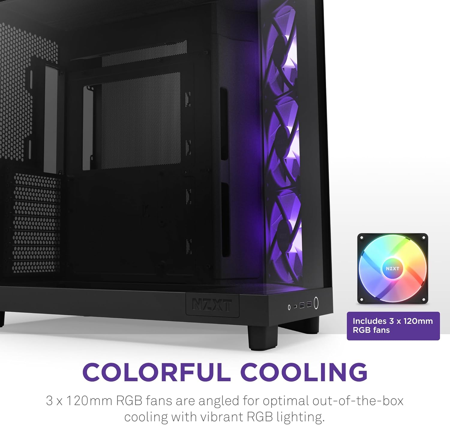 Detalle 2 de NZXT H6 Flow RGB boîtier moyen‑tour 3x120 mm