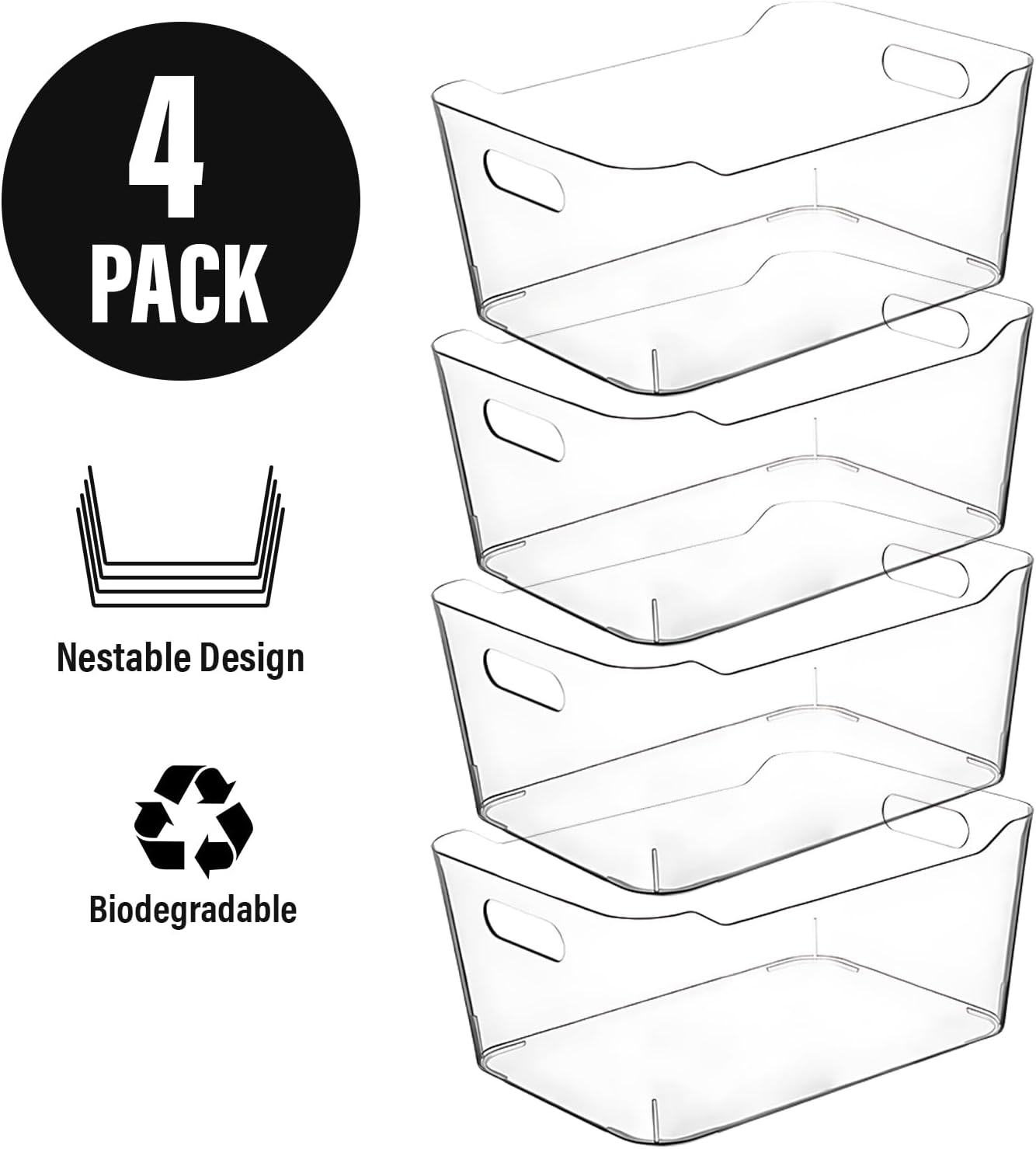 Detalle de Clear Plastic Storage Bins (Set of Organizer Containers) for Kitchen, Pantry, Fridge, and More