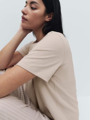 Detalle de Marks & Spencer Pigiama in Puro Cotone da Donna Crema – Comfort classico e praticità