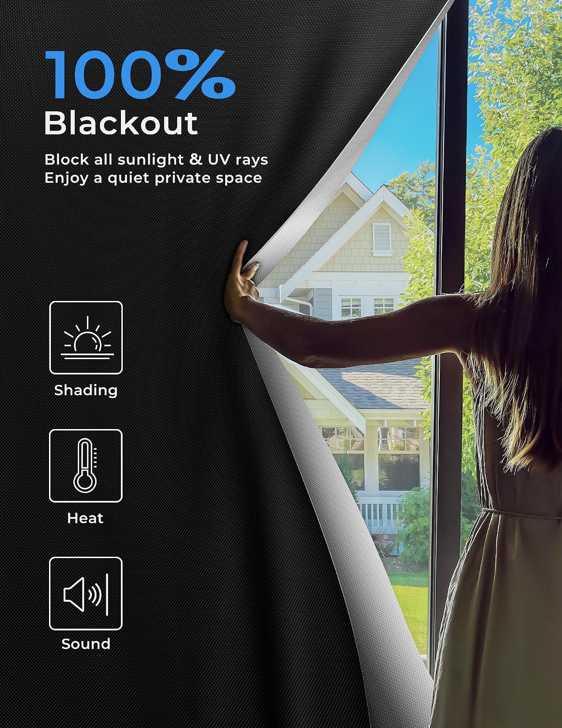 Detalle de Sumobaby 50"x60" Portable Blackout Curtains: Cut-to-Fit 100% Darkening Window Shades