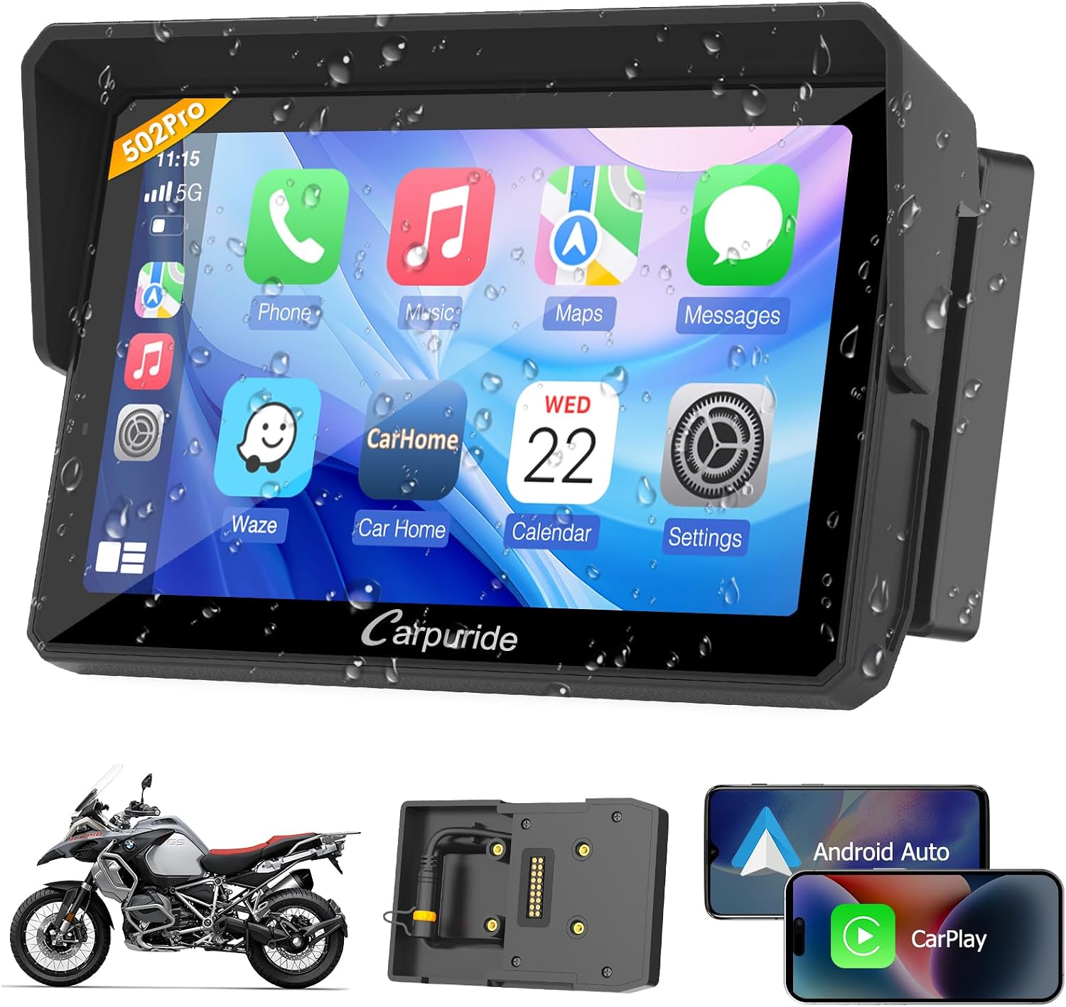 Detalle de Carpuride W502B Pro 5" motorcycle GPS