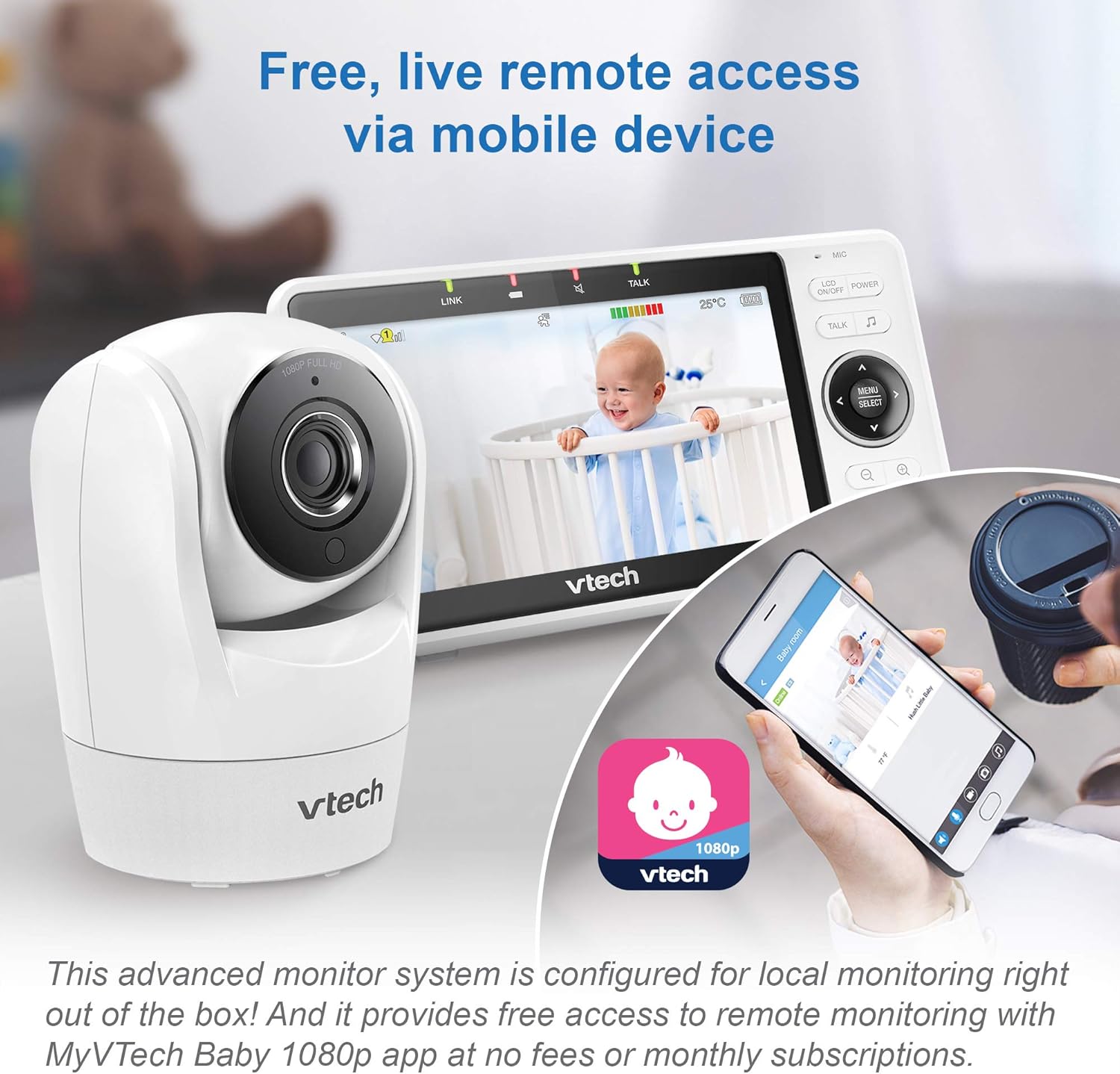 Thumbnail 2 de VTech VM901 Smart Wi-Fi Baby Monitor with 5-inch 720p Display, Pan Tilt Zoom and Mobile Connect