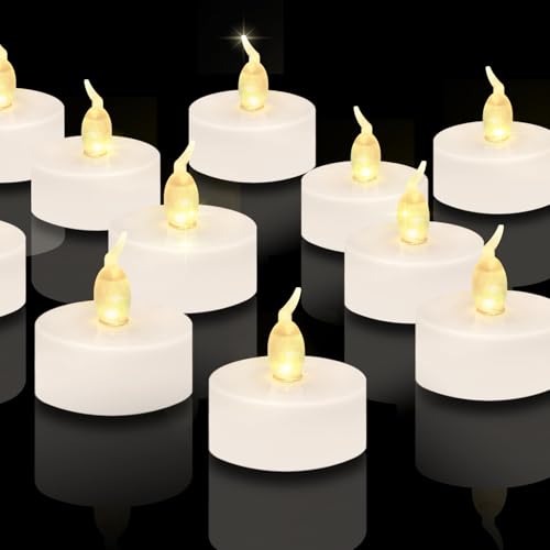 Detalle de CNMTCCO 24 velas LED de té: velas sin llama con parpadeo realista y 200 h de batería