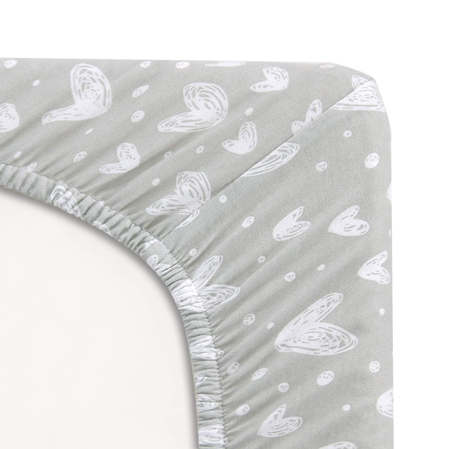 Detalle de Biloban Bassinet Sheets, 2-Pack, 100% Cotton, Gray Print, 360° Elastic Fit