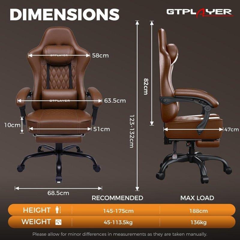 Detalle de GTPLAYER Silla gaming ajustable para 150 kg con reposabrazos sincronizados