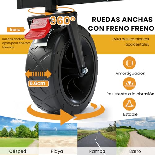 Thumbnail 3 de Palawano Carro Plegable de Transporte 150L: ruedas todo terreno, freno y asa ajustable