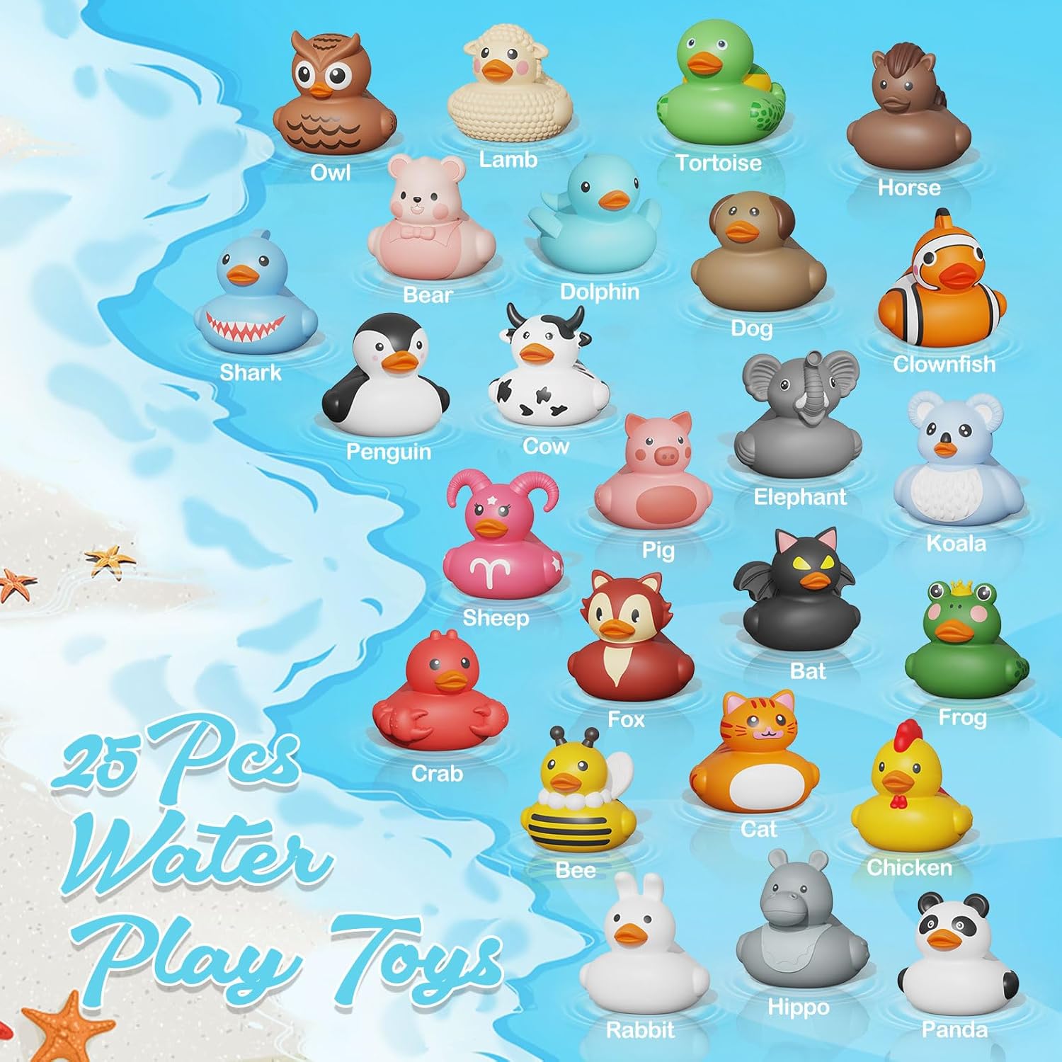 Thumbnail 1 de Pack of 25 Rubber Ducks Bath Toys for 18M+ – No Hole Design, Soft Floating Fun
