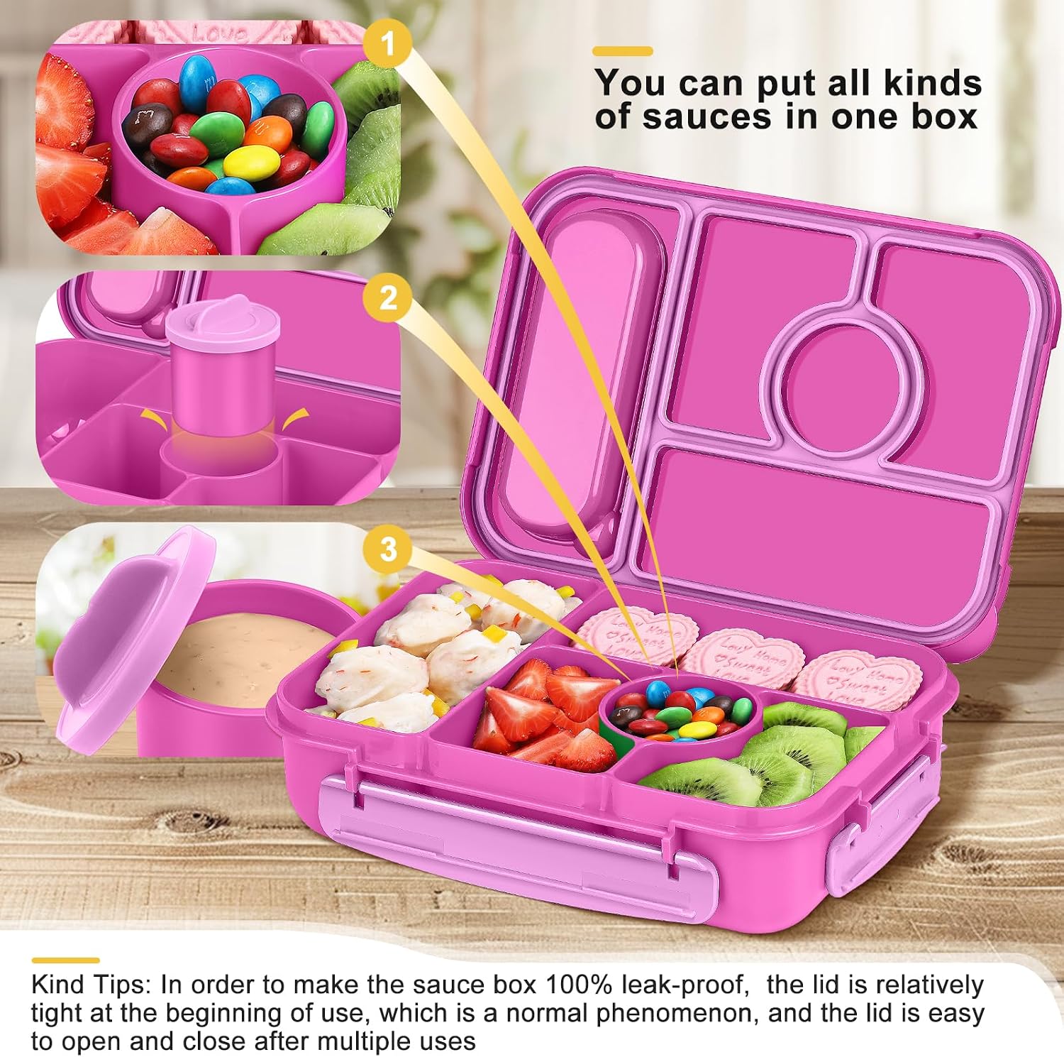 Thumbnail 3 de Amathley Lunchbox 1300 ml mit 5 Fächern – BPA-frei, mikrowellen- und spülmaschinenfest