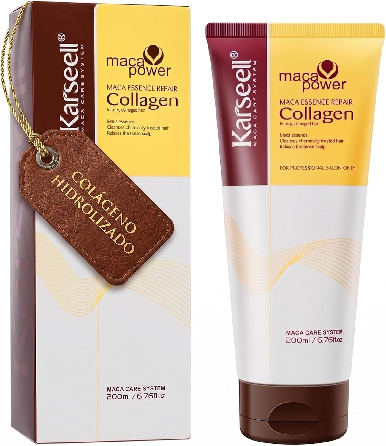 Detalle 2 de Karseell MACA CARE SYSTEM Mascarilla capilar reparadora con colágeno, aceite de argán y 4% de aceite de coco (500 ml)