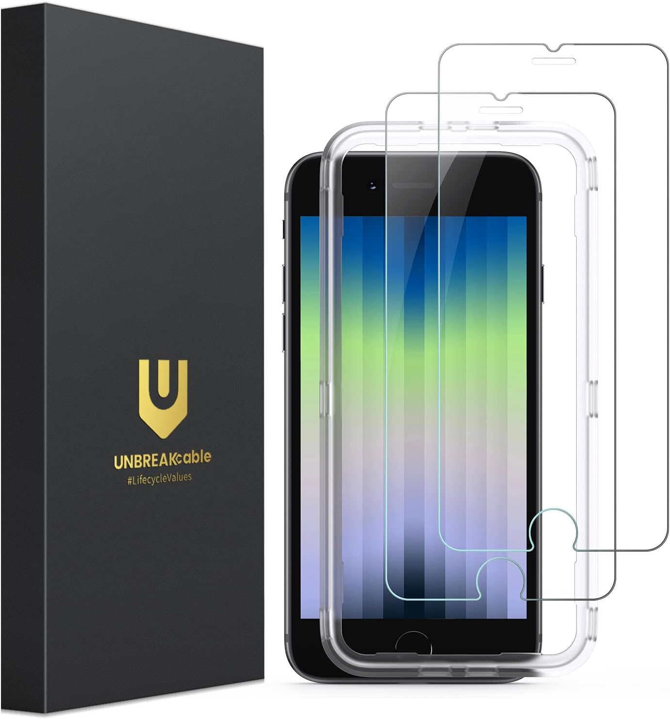 Detalle de UNBREAKcable iPhone SE 2022 4.7" tempered glass protector