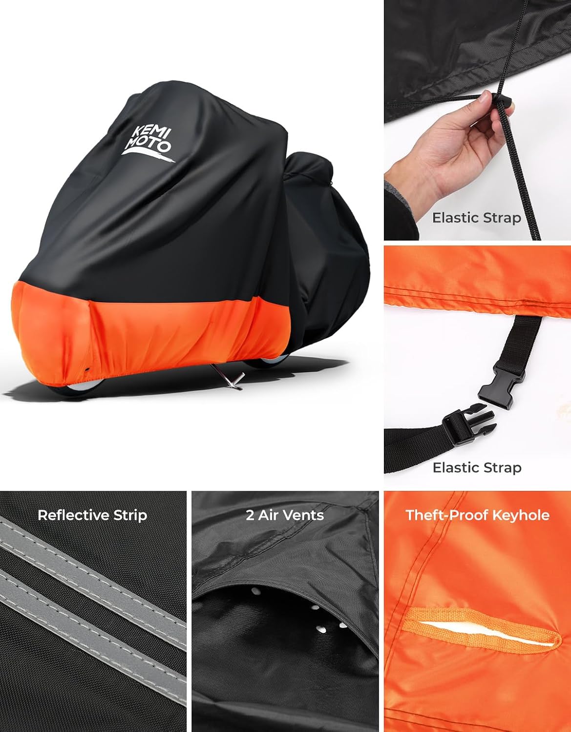 Detalle de KEMIMOTO 420D motorcycle cover 2000 mmH2O