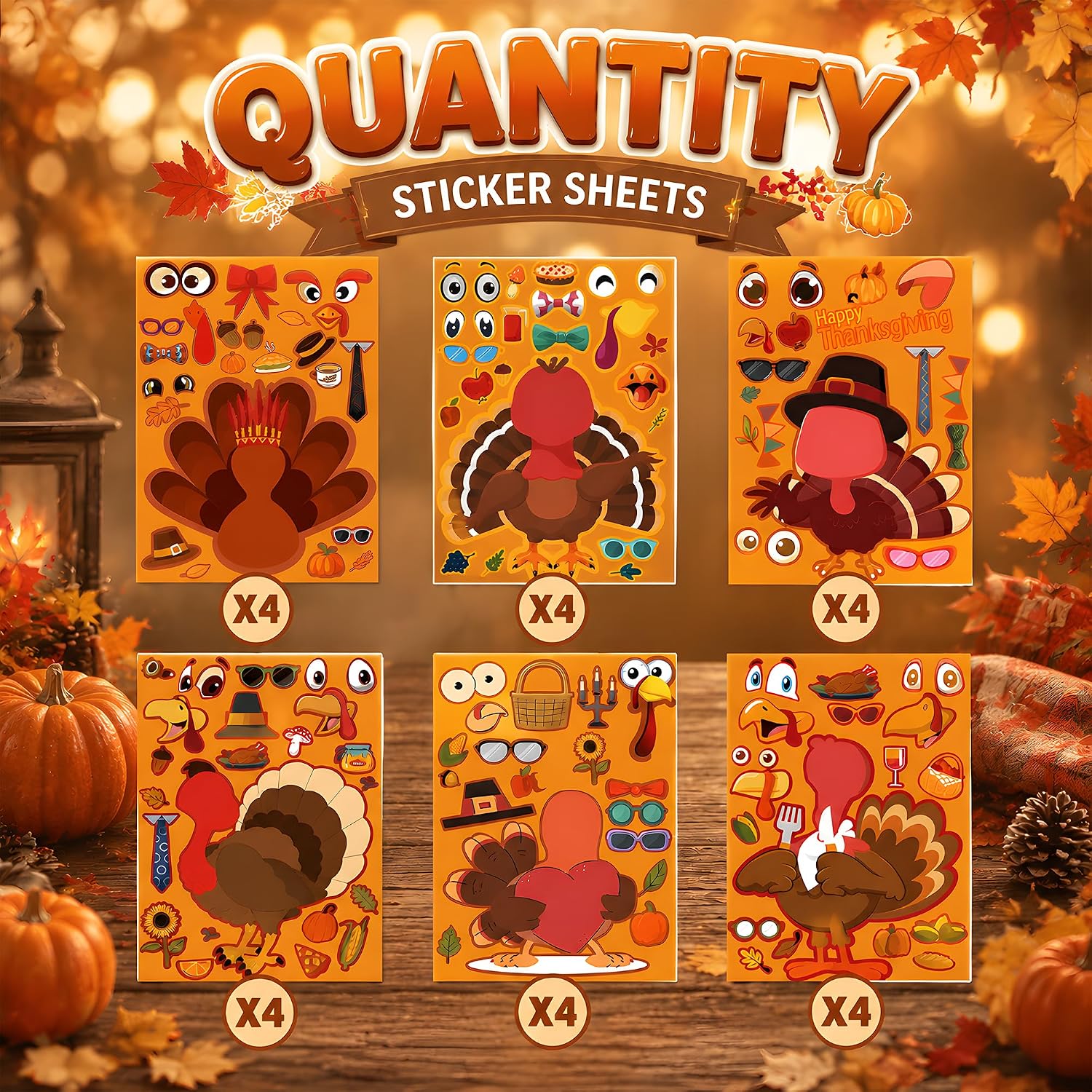 Detalle 2 de Turkey Sticker Craft Kit, 24 Sheets