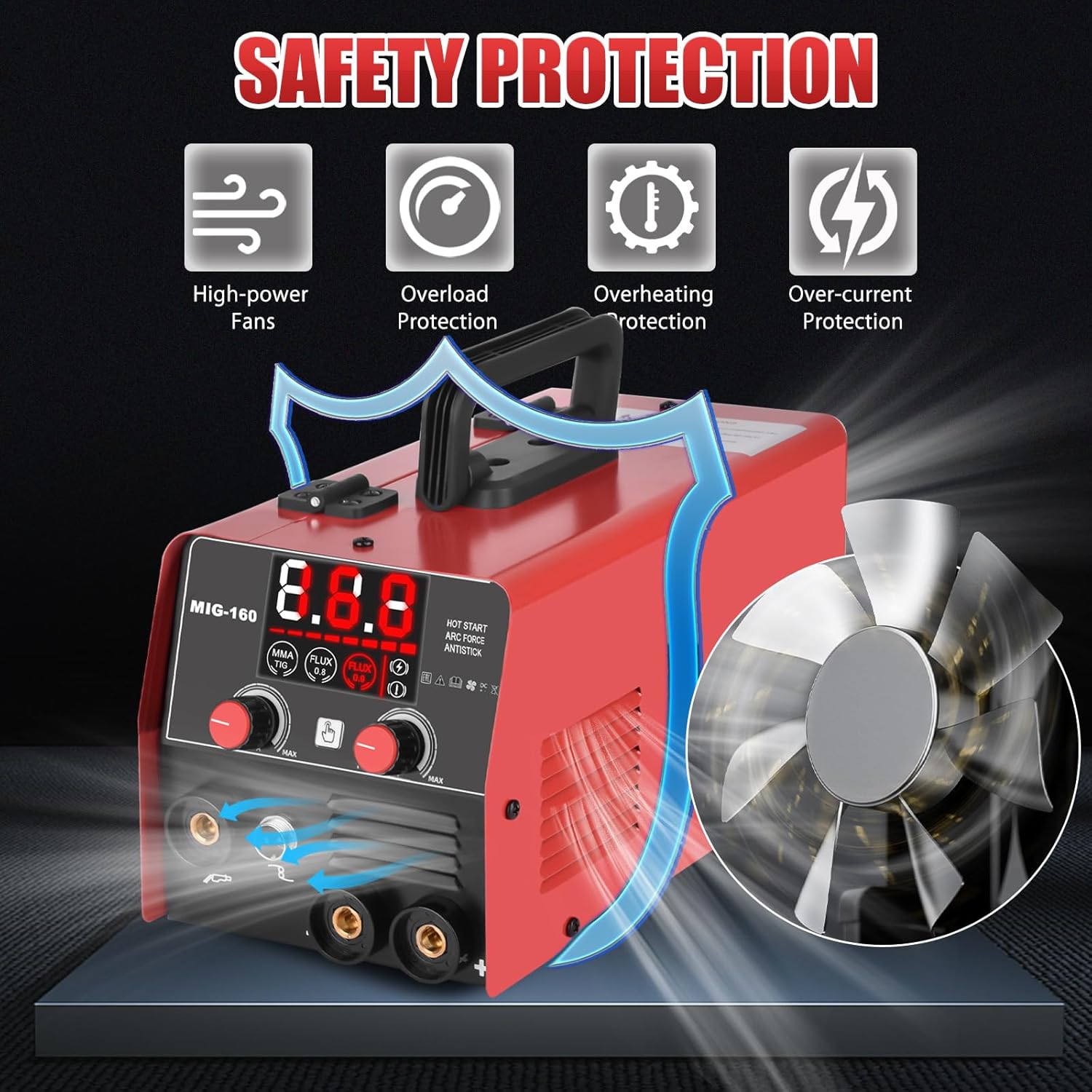 Thumbnail 4 de XR MARKET 160Amp 3-In-1 Welder (Flux Core / Lift TIG / Stick) with Auto-Darkening Welding Goggles
