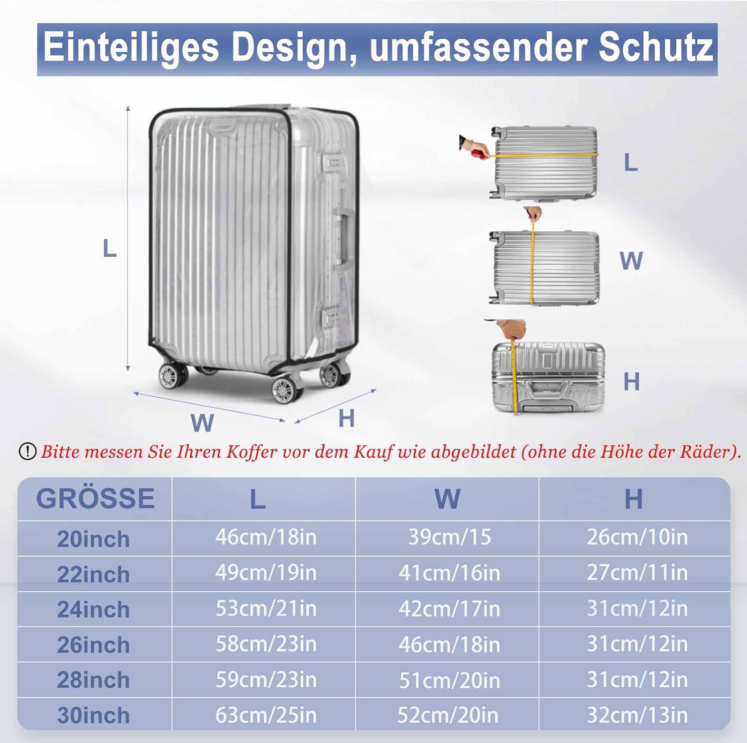 Thumbnail 3 de Aomiduo 2er-Set Kofferschutzhüllen transparent (PVC) für 22 Zoll