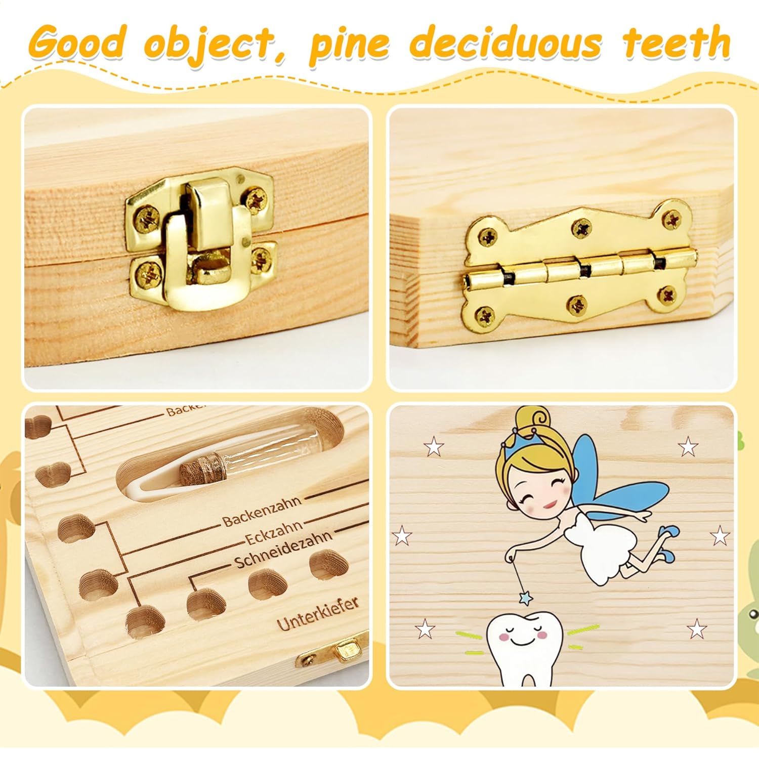 Thumbnail 2 de Shengruili Zahnbox aus Holz für Milchzähne – Aufbewahrungsbox für Baby-Zähne