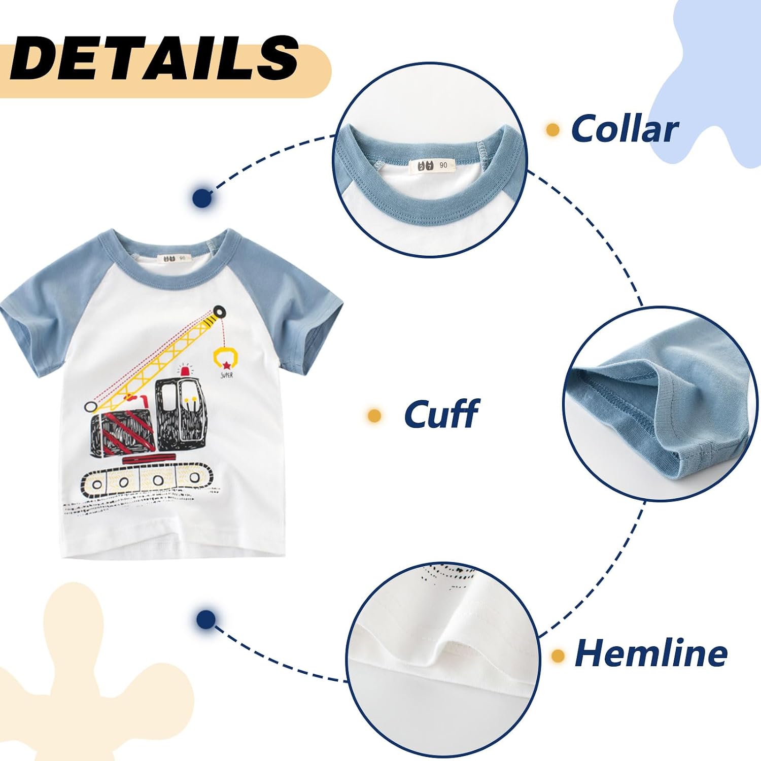 Thumbnail 4 de Tshirt Jungen Kurzarm Cartoon Bagger – 3er-Pack aus Baumwolle, 2–7 Jahre