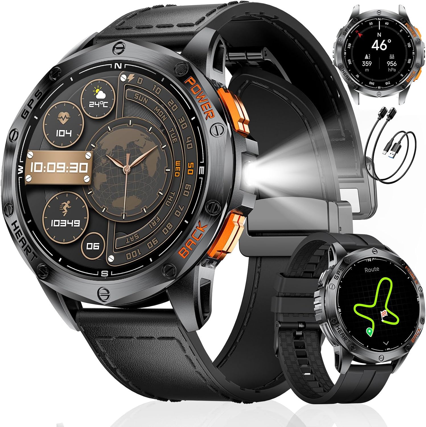 Detalle de LIGE DM1-K Military Smartwatch for Men with GPS, 170 Sports, 5ATM, and Bluetooth Calling