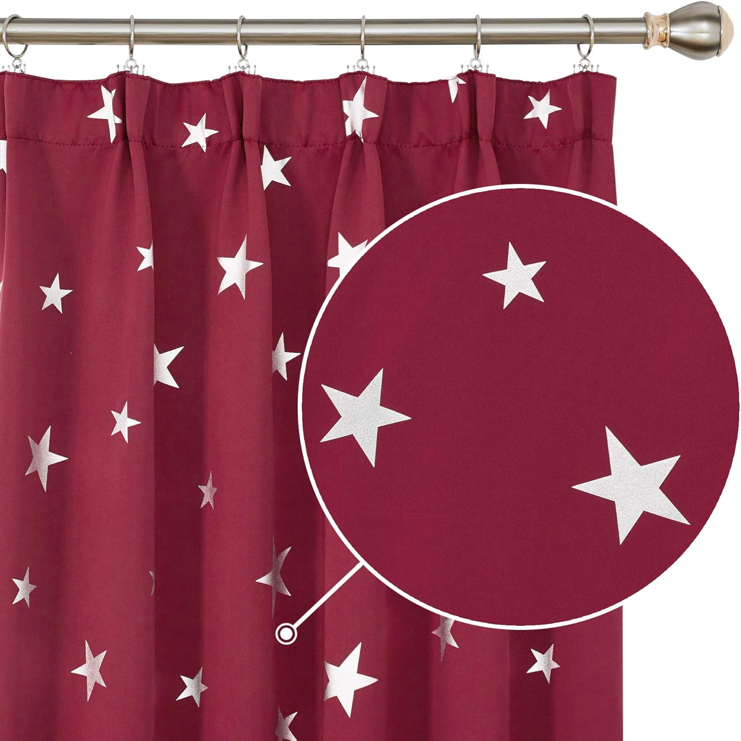 Thumbnail 6 de Deconovo Stars Foil Printed Thermal Insulated Curtains – 2 Panels, 52 x 95 Inch (Pink)