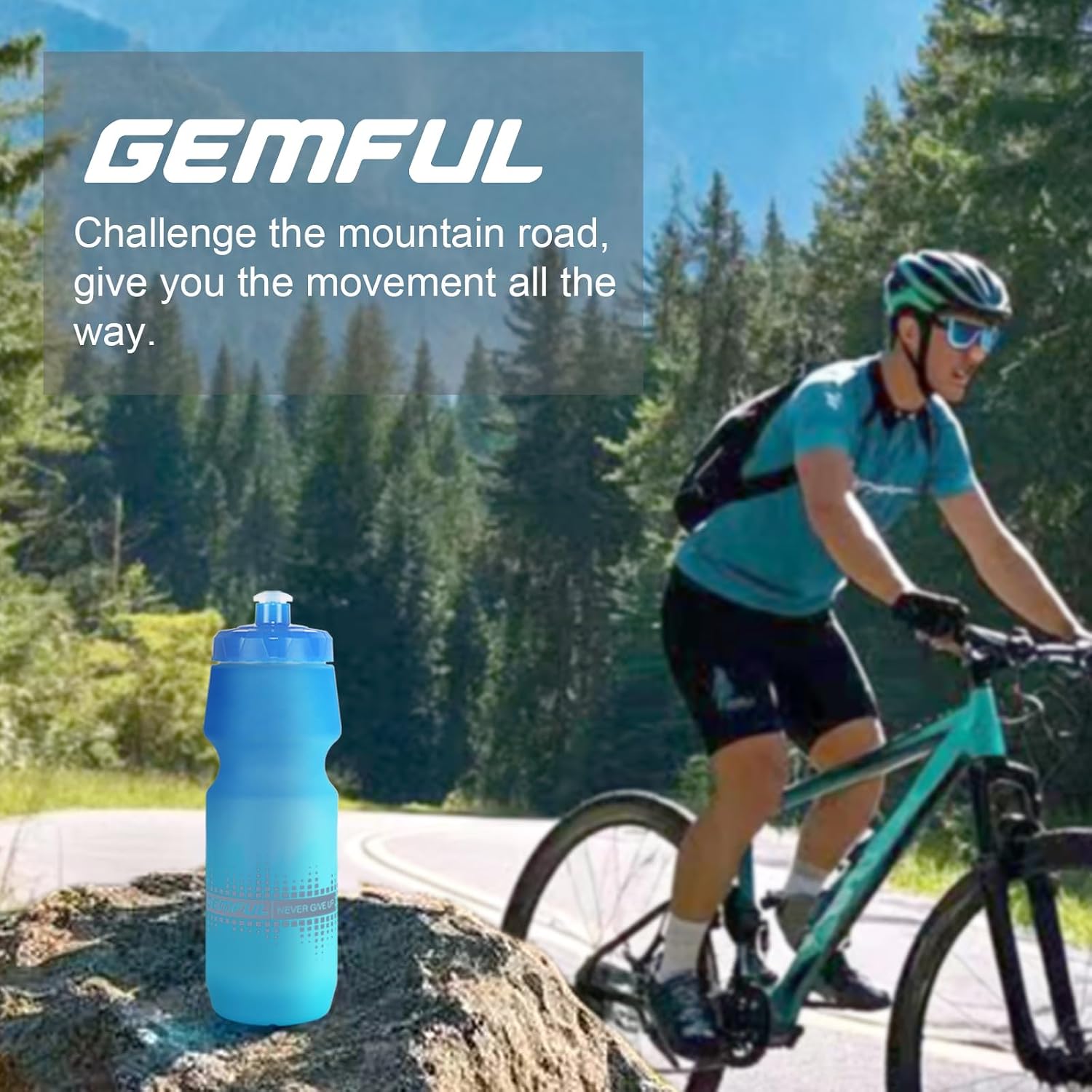 Detalle de GEMFUL Rennrad-Trinkflasche 750 ml – auslaufsicher, BPA-frei, für Sport & Outdoor
