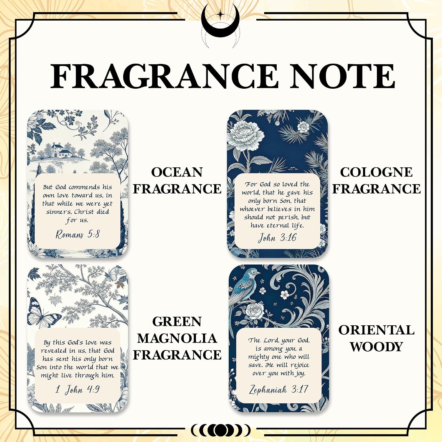 Detalle 2 de LDTFBBWS Christian Air Freshener 4-Pack, Bible Verse Designs, 4 Scents