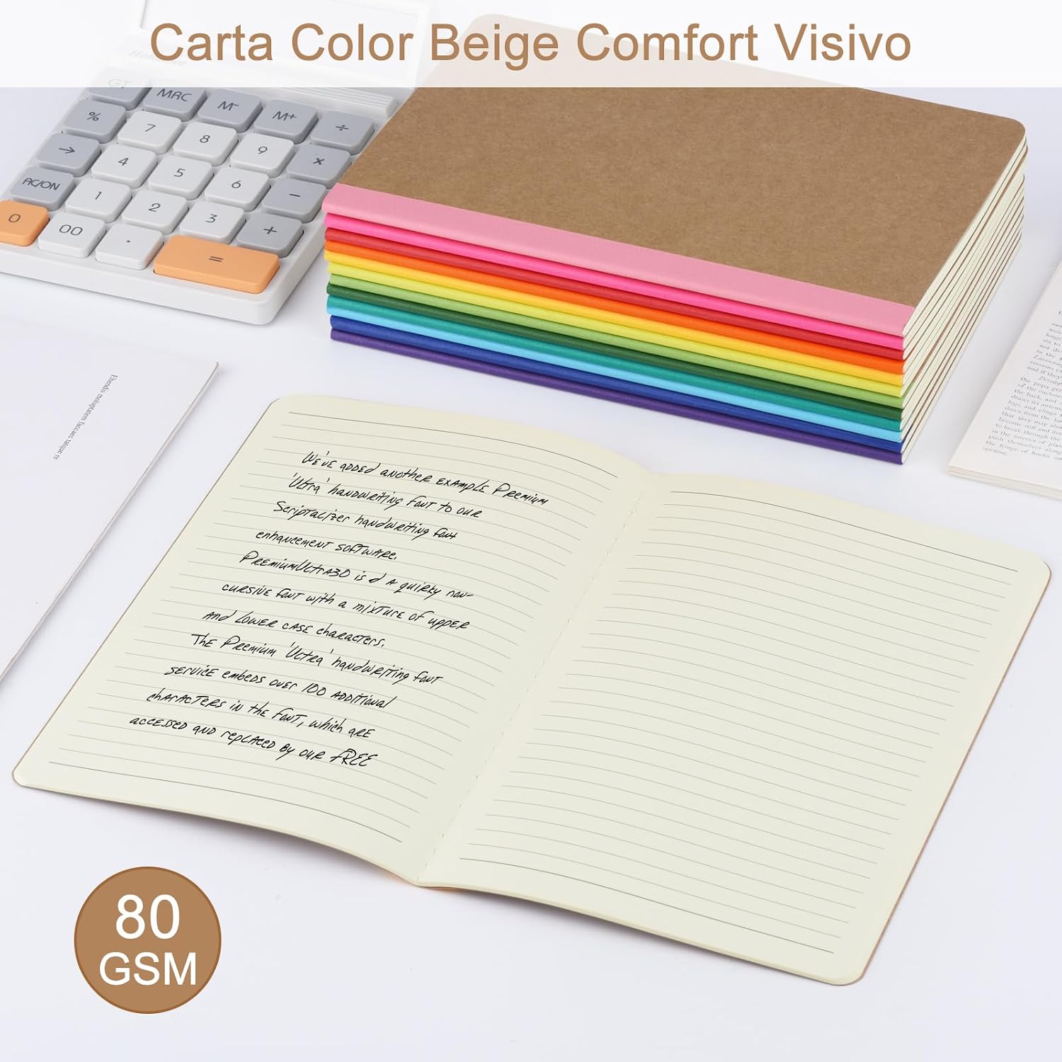 Detalle de ZCZN Quaderno A5 Arcobaleno Vivace – 12 pezzi, righe, 30 fogli/60 pagine, formato compatto FSC