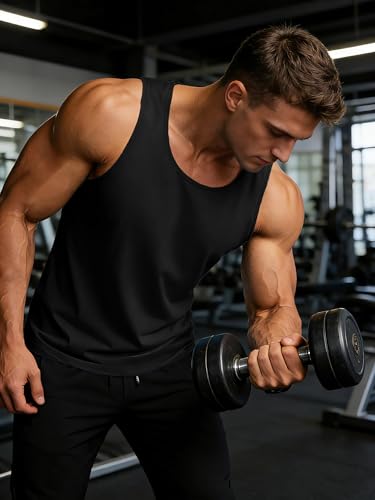 Detalle de MAGCOMSEN Herren Tank T-Shirt – Atmungsaktiv, schnell trocknend, Ärmelloses Outdoor Funktionsshirt in Schwarz