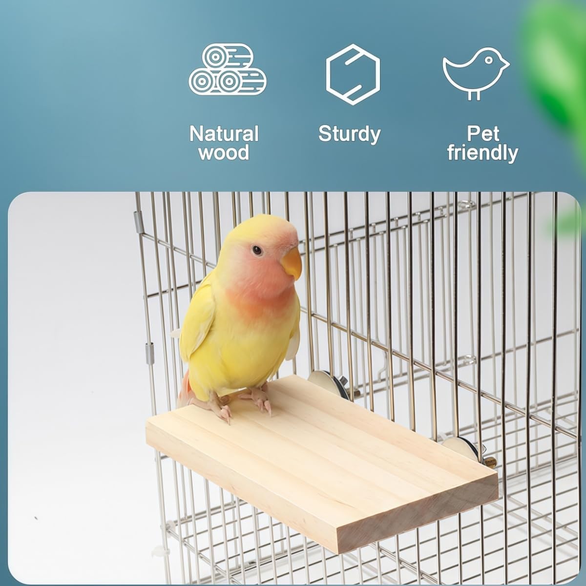 Detalle de 2 Stück Holzplattform für Käfige – 13×9 cm, natürliche Holzplattform für Vögel und Kleintiere