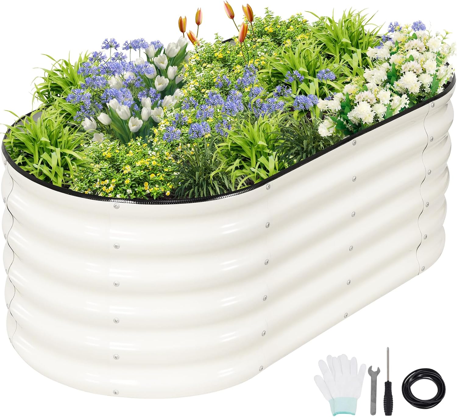 Detalle de Permade Galvanized Raised Garden Bed, White, 4x2x1.4 ft