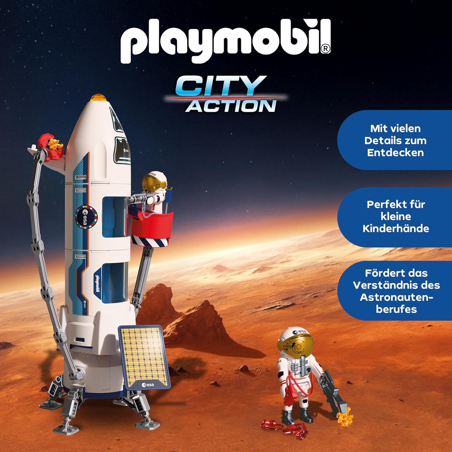 Detalle de PLAYMOBIL Space ESA Mars-Forschungsrakete 72011 – Modulares Weltraum‑Set ab 4 Jahren