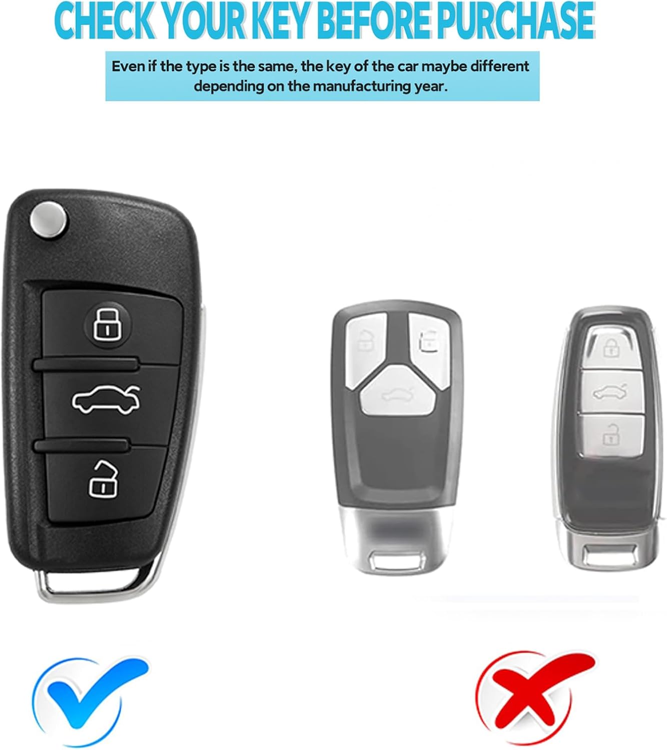Detalle de Car Key Cover Protection for Audi – Soft TPU Fob Case with Lanyard