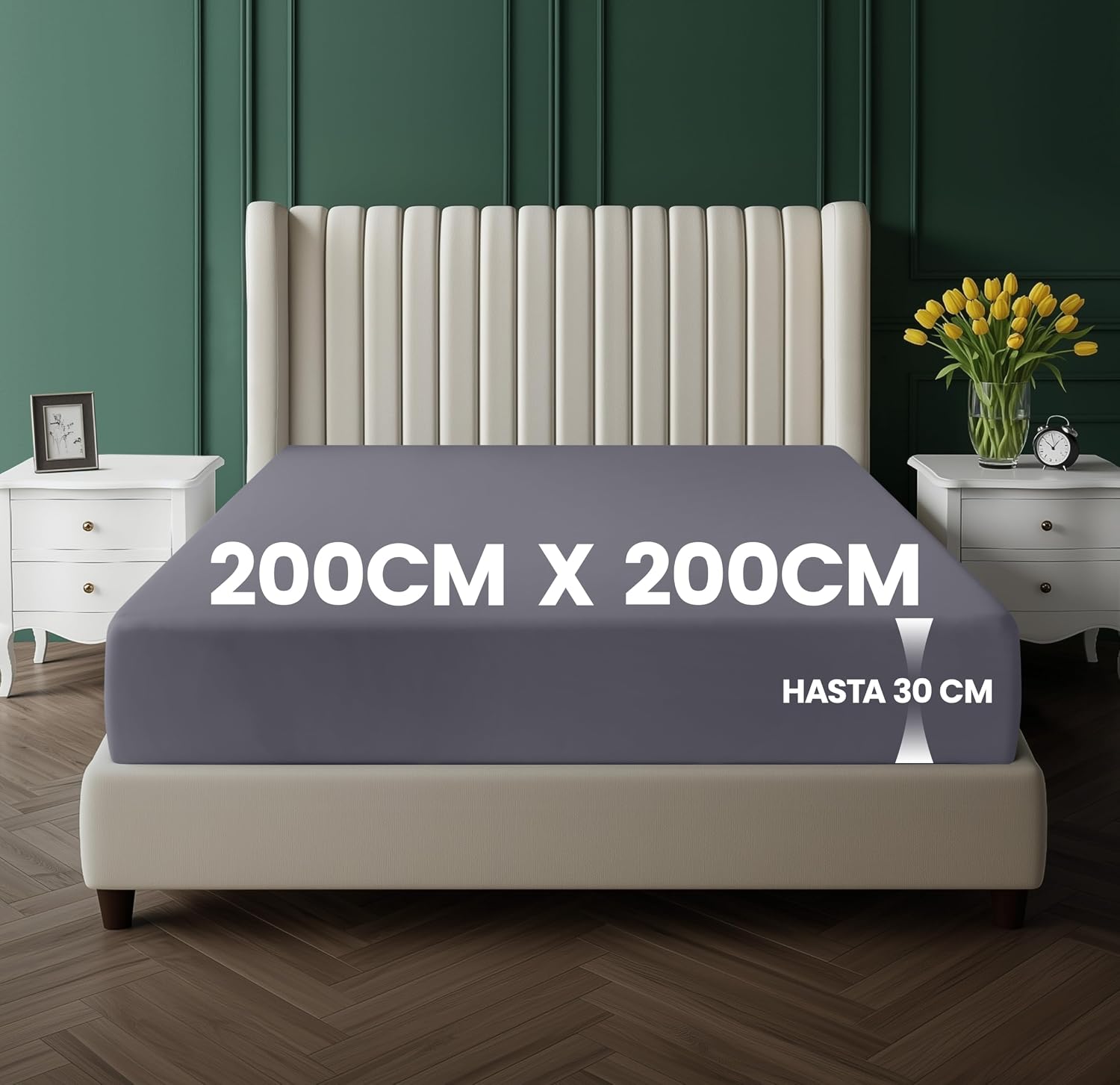 Detalle 2 de Utopia Bedding Sábana bajera 200x200x30 cm gris