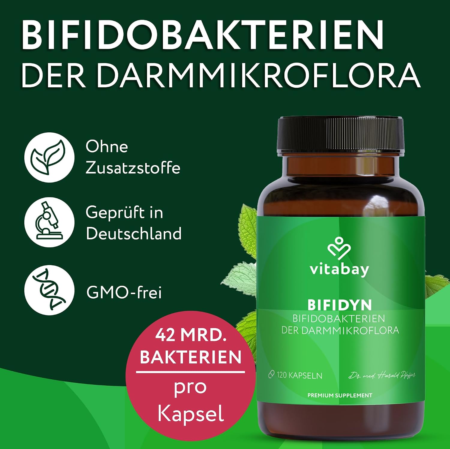 Thumbnail 2 de Vitabay Bifidyn – Bifidobakterien-Kulturen, 3 Milliarden pro Kapsel, 120 vegane Kapseln