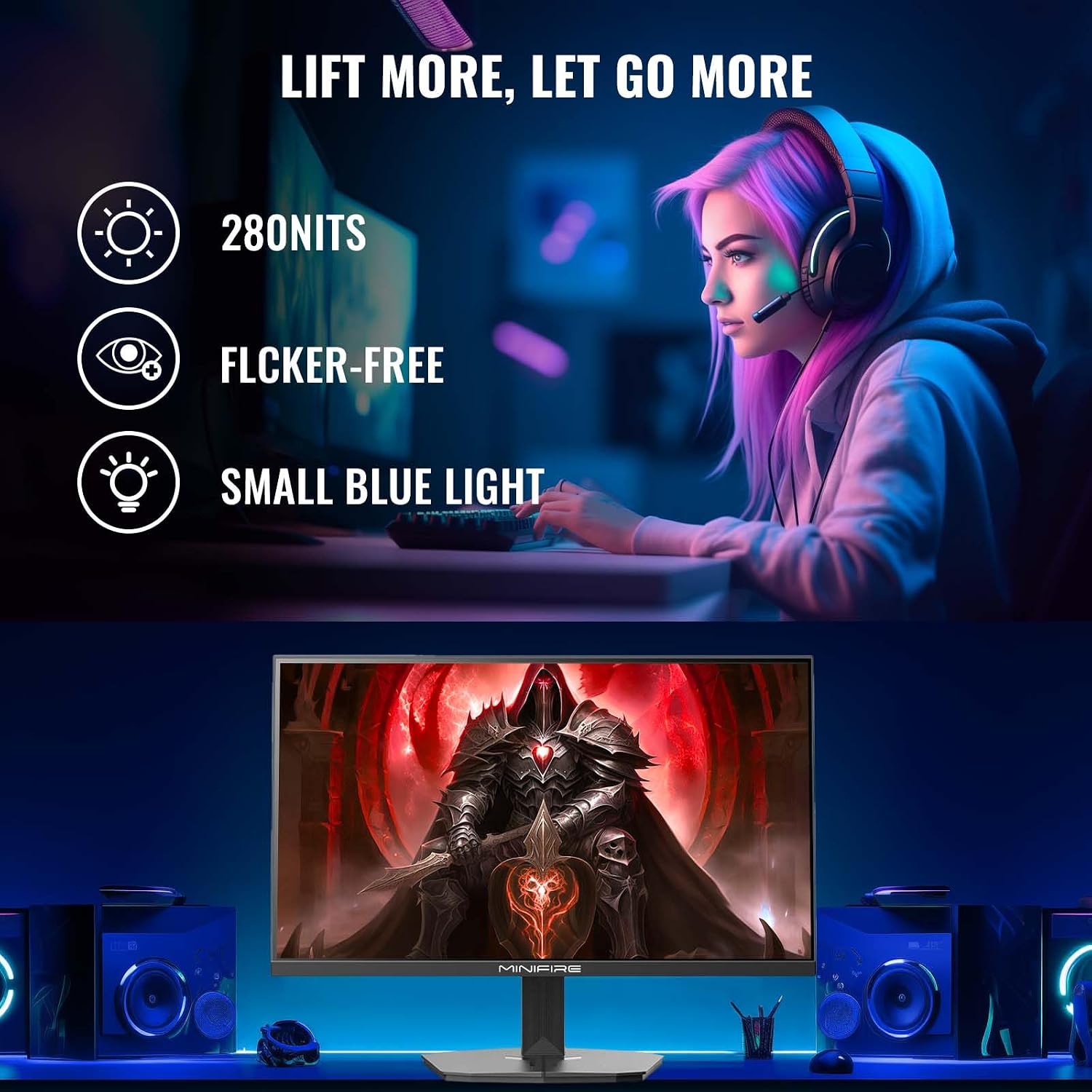 Detalle de Minifire 24 Inch 180Hz Gaming Monitor – Full HD, FreeSync, 110% sRGB