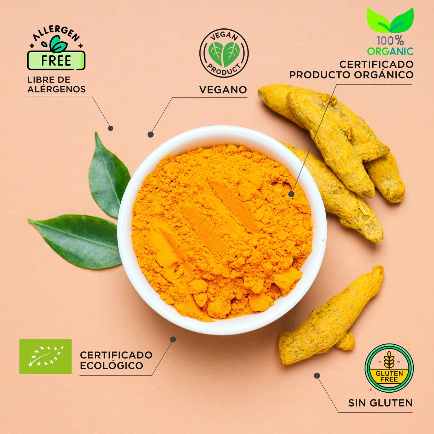 Detalle 2 de DRASANVI Cúrcuma Biomás Antiinflamatoria Vegana 150g