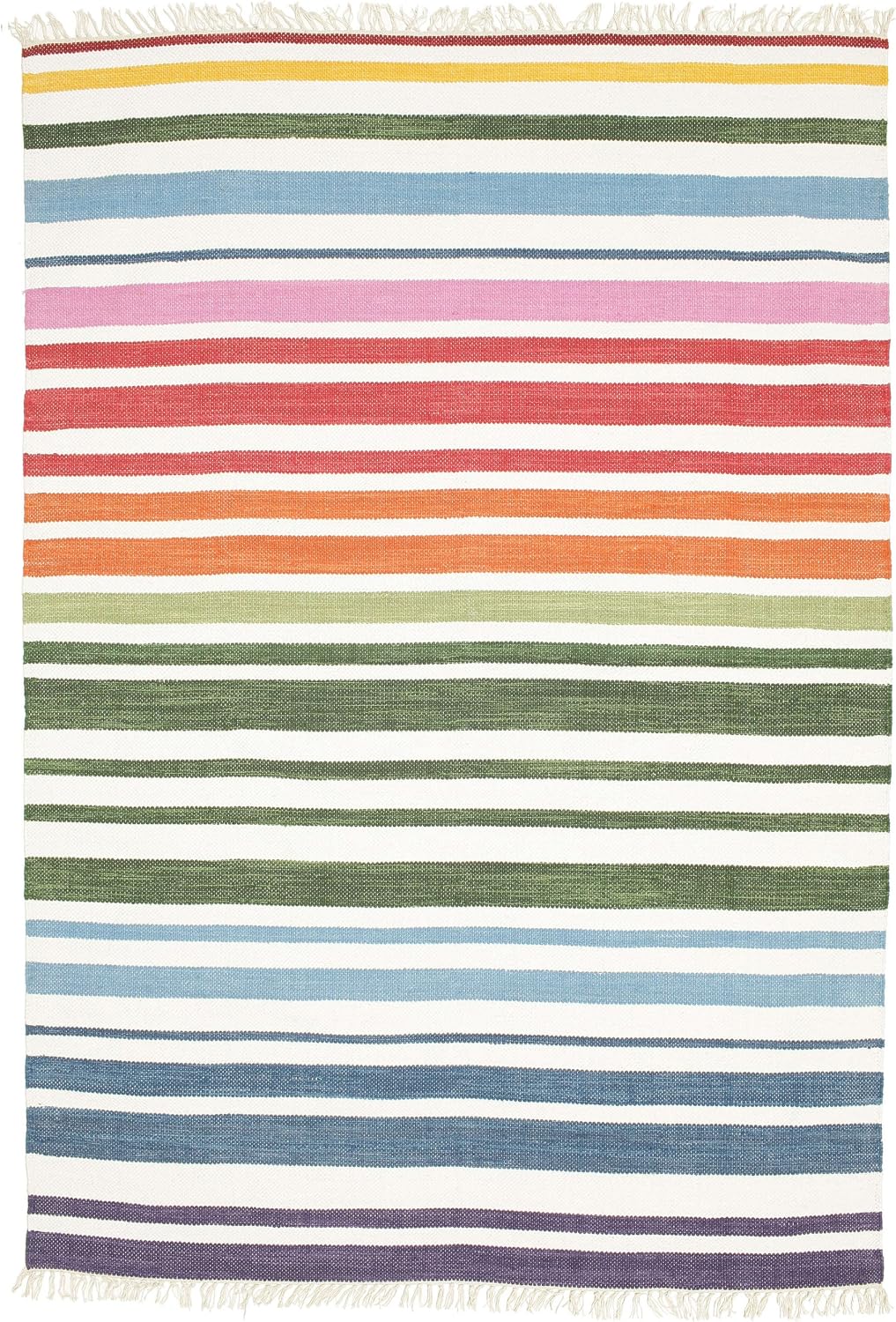 Detalle de RugVista Rainbow Stripe Cotton Rug, 160 x 230 cm, White