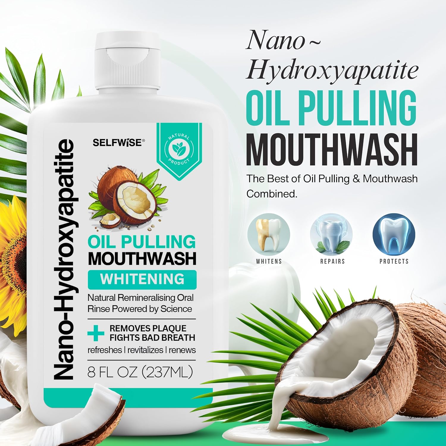 Thumbnail 1 de Nano-Hydroxyapatite Oil Pulling Whitening Mouthwash (8oz) for Teeth & Gums