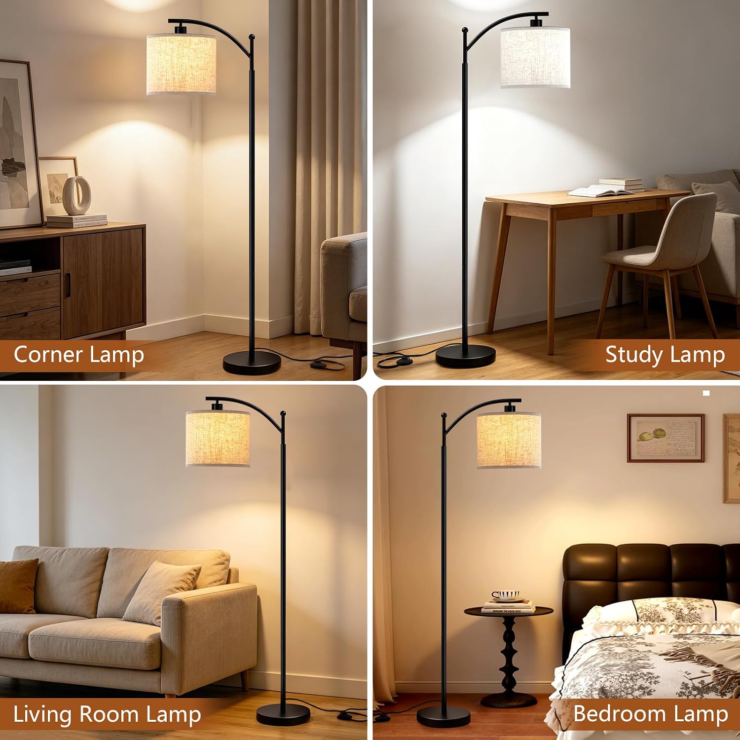 Thumbnail 6 de SANGFOR XLGZ-L1-001BK Floor Lamp, Dimmable LED with Linen Shade