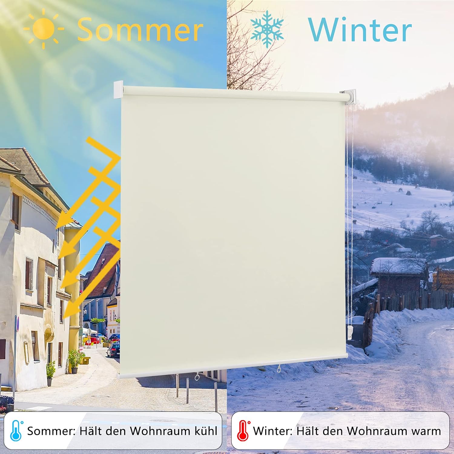 Thumbnail 3 de WOLTU Außenrollo Senkrechtmarkise mit UV- und Sichtschutz, Thermofunktion – Beige 140×240 cm