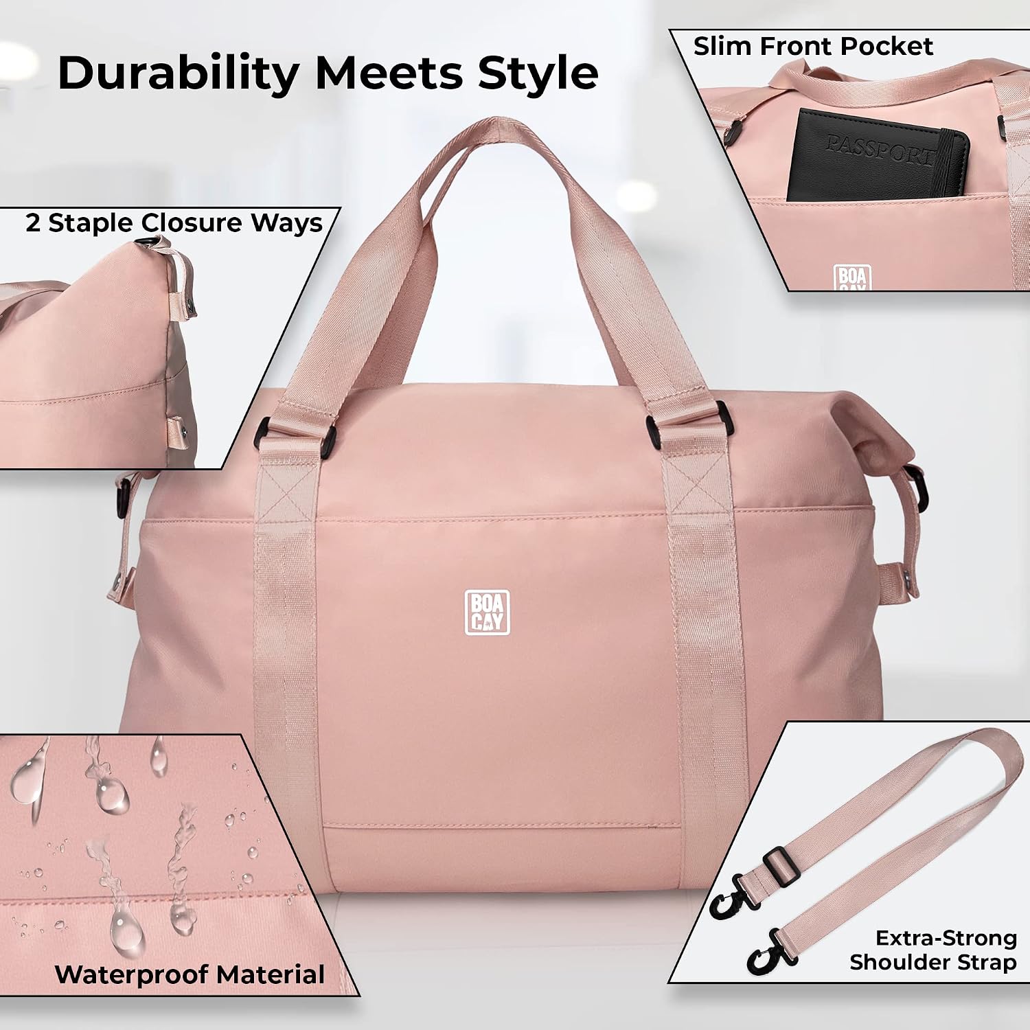 Thumbnail 3 de BOACAY Borsone da viaggio per donne e uomini – Borsa da fine settimana 61×16×38 cm, impermeabile e con tasca bagnato