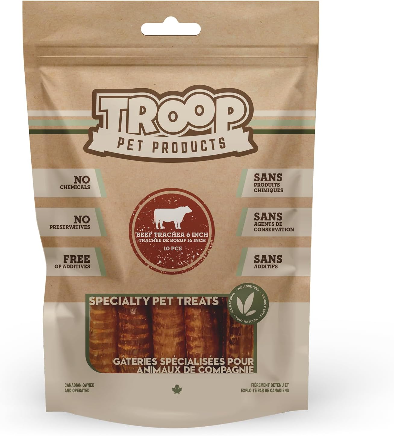 Detalle de Troop Pet Products Beef Trachea Chew 6-inch