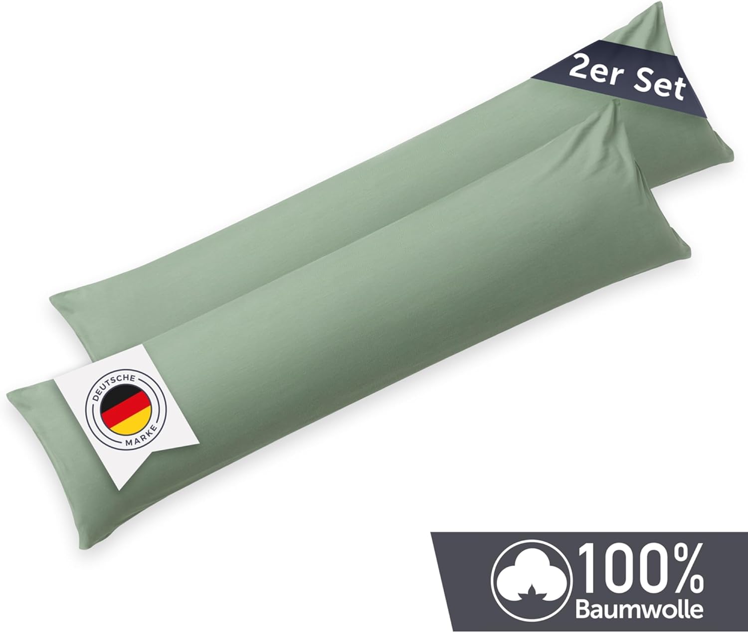 Thumbnail 1 de Blumtal Housse Oreiller Dormeur Latéral 40x145 cm – Lot de 2 en Microfibre Certifiée Oeko-Tex, Vert